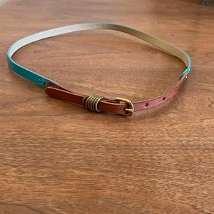 Turquoise & Brown Leather Belt Anthropologie Small